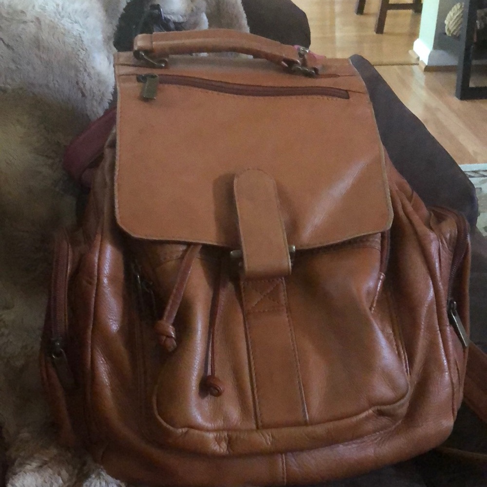 Large leather backpack